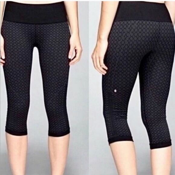 LULULEMON | In the Flow Seamless Crop Leggings Gray & Black Print Women’s Size 4 - Picture 9 of 10